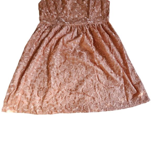 Ya Los Angeles Pink Floral Embroidered Fit & Flare Mini Dress Sz L - Picture 4 of 11